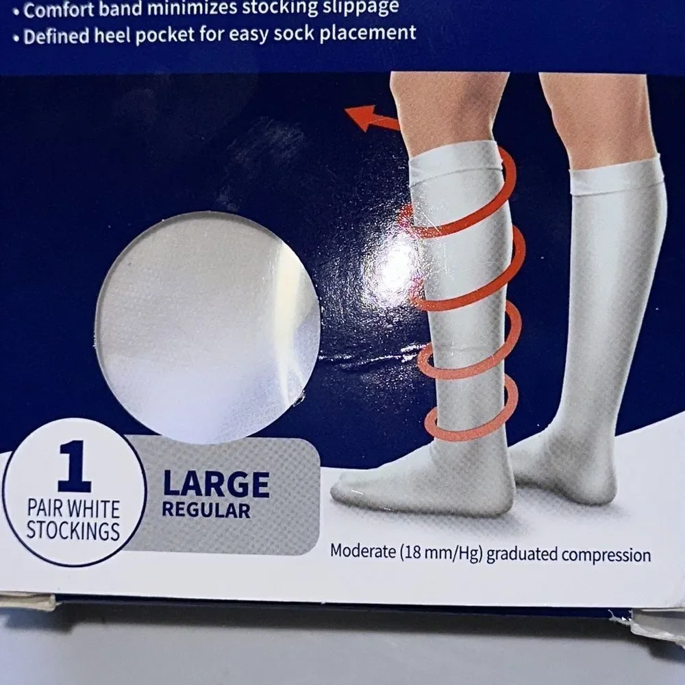 New in box‎ Walgreens knee length white anti-embolism stockings